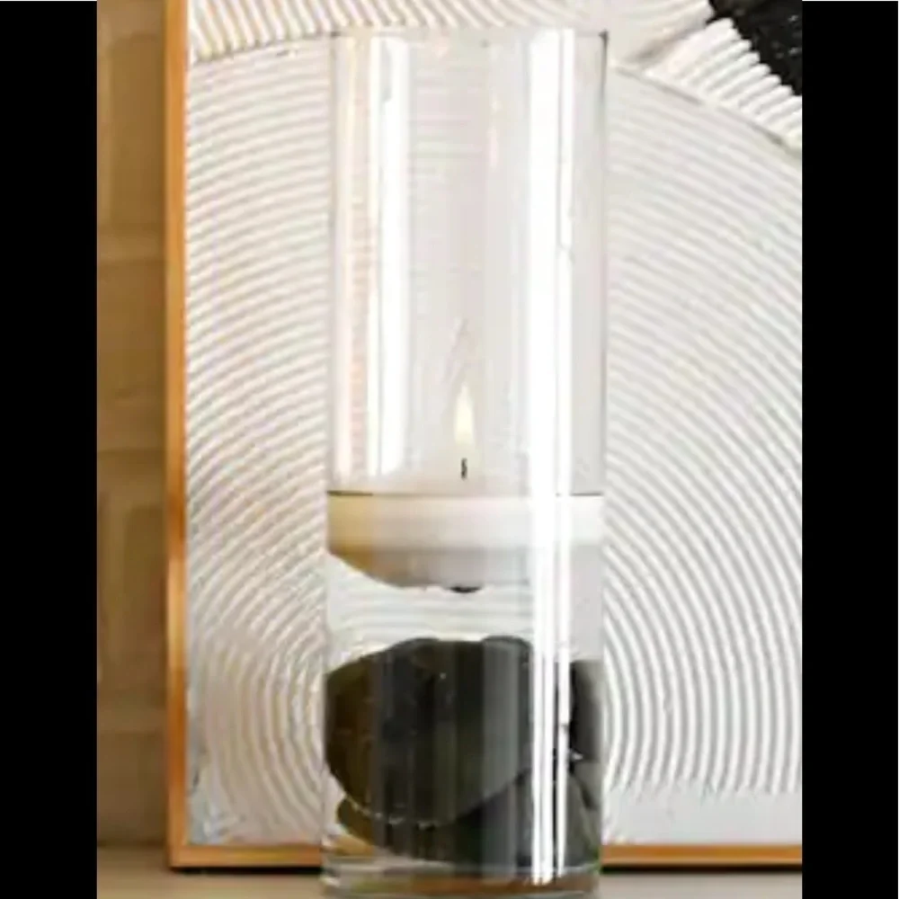 Set of 2 Clear Cylinder Glass Vases